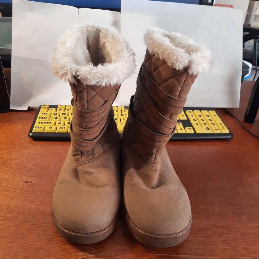 G By Guess Caramel Boot Suede Flat Boot Size 8 Wi… - image 3